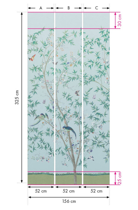 Belton Scenic Pavilion Blue Bird Wallpaper | Little Greene