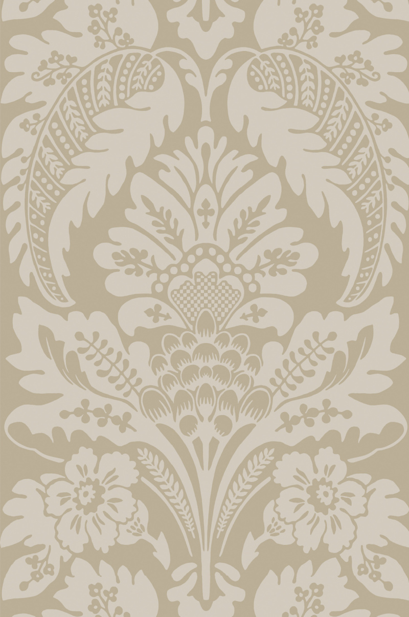 Bridgerton Damask Wallpaper in Burnt Ochre and Vintage Cream – Lucie Annabel