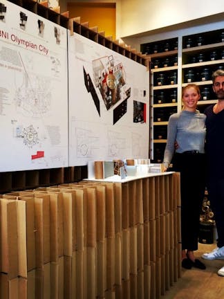 Denise Stoelzel with Little Greene Showroom Manager Robert Paul: Image courtesy of Mark Gower, Regents University London