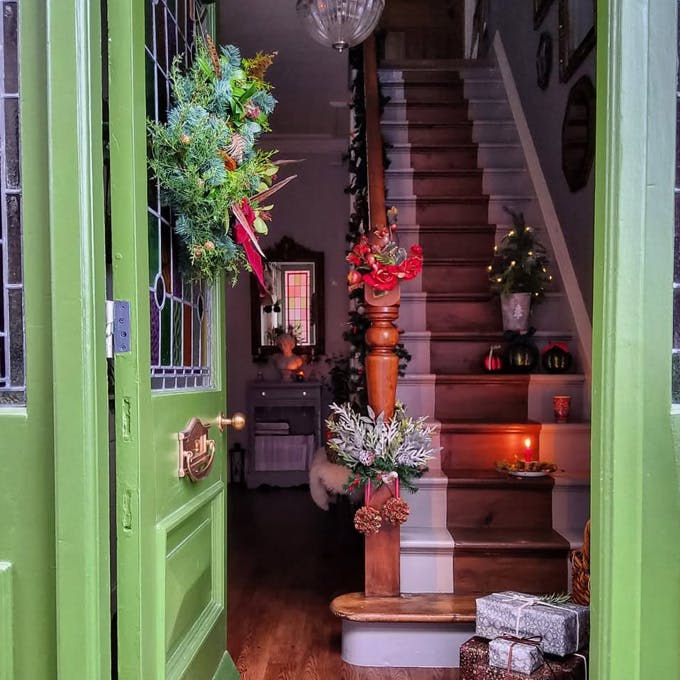 Four festive front doors